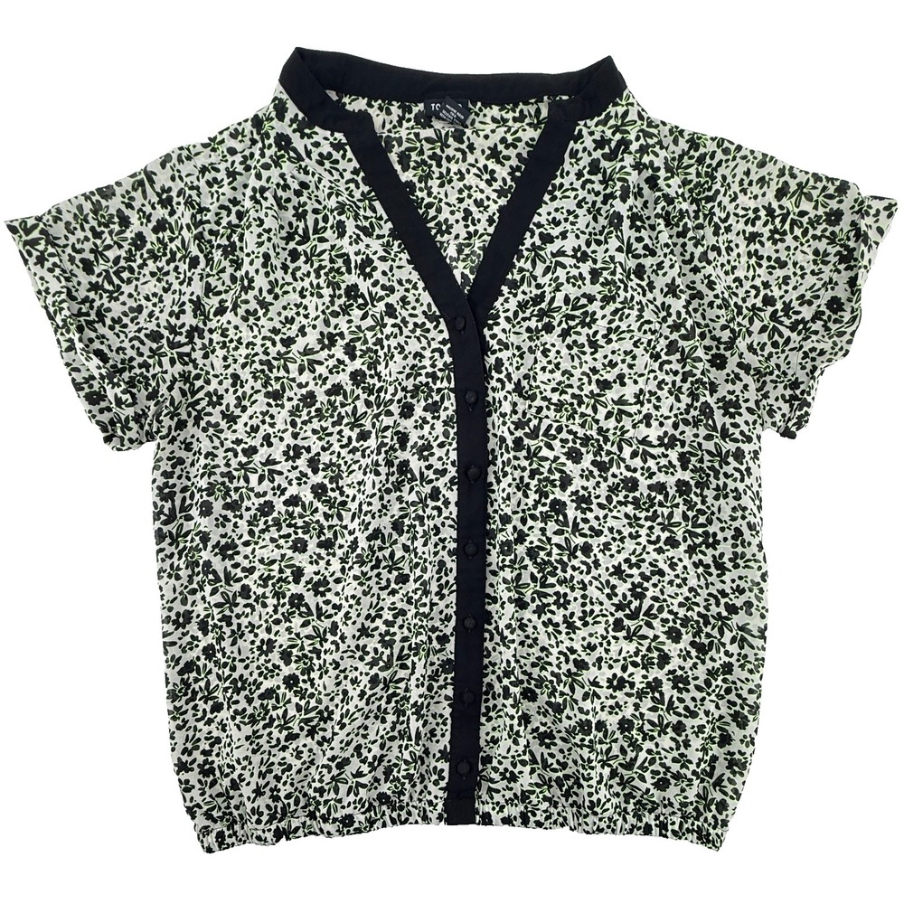Torrid Womens Blouse Size 2 2X Black Floral‎ Button Front Lightweight Top